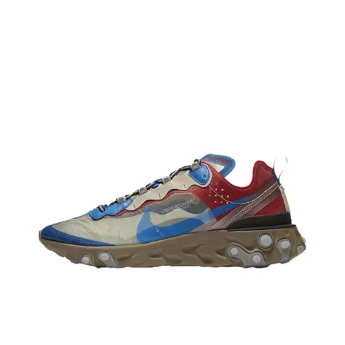 Nike React Element 87 Устойчивый к истиранию Низкий Топ Повседневные Беговые кроссовки Унисекс Синий Серый