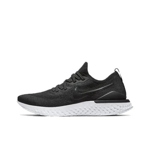 Nike Epic React Flyknit 2 Non Slip Легкий Низкий Топ Тренировочные Беговые кроссовки Мужские Белый Черный