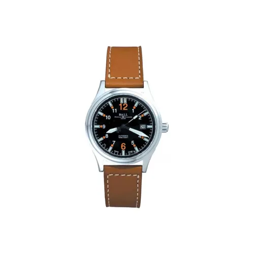 Шар Автоматический Механический Механизм Женские Часы 43 мм Черный Циферблат Нержавеющая Сталь Корпус Коровья Кожа Ремешок