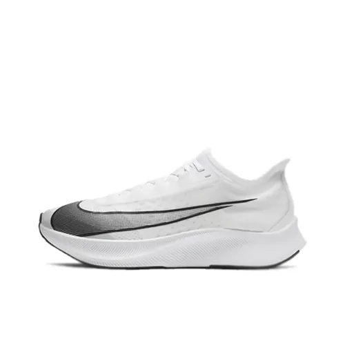 Nike Zoom Fly 3 Slip-Resistant Lightweight Rebound Low-Top Carbon Plate Marathon Running Shoes Men's Black White