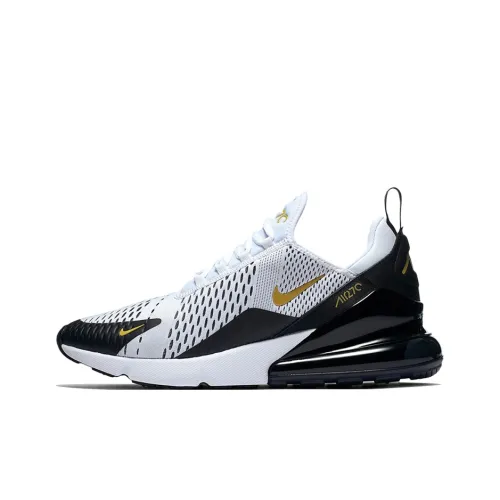 Nike Air Max 270 Амортизация Баланс Низкий Топ Беговые кроссовки Мужские Черный Белый Золото