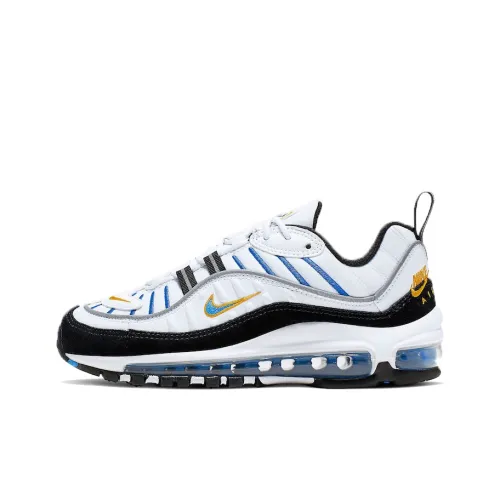 Nike Air Max 98 Low Топ Беговые кроссовки Женские Черный Белый Синий