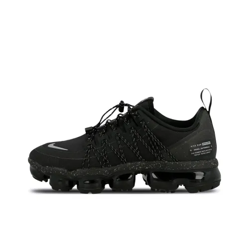 nike Vapormax Run Low Топ Air Cushion Повседневные Беговые кроссовки Мужские Черные Серебряные