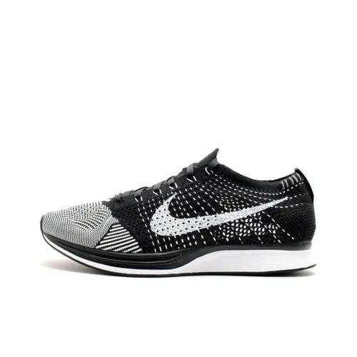 Nike Flyknit Racer Low Топ Марафон Беговые кроссовки Унисекс Черный белый