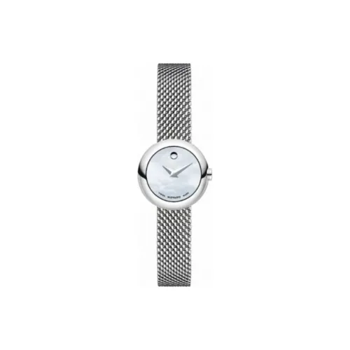 MOVADO Classic Dot Collection Кварцевый механизм Женские часы Часы 20 мм Белый циферблат Корпус из нержавеющей стали