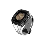 Чёрный корпус, белый ремешок