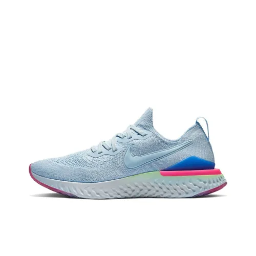 Nike Epic React Flyknit 2 Non Slip Легкий Низкий Топ Повседневные Беговые кроссовки Унисекс Синий