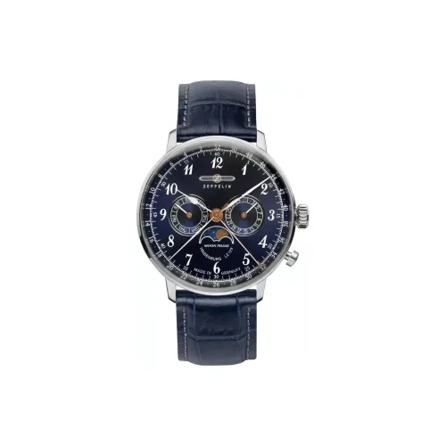 ZEPPELIN Hindenburg Collection Кварцевый механизм Мужские часы Часы 40 мм Синий циферблат Нержавеющая сталь Корпус часов