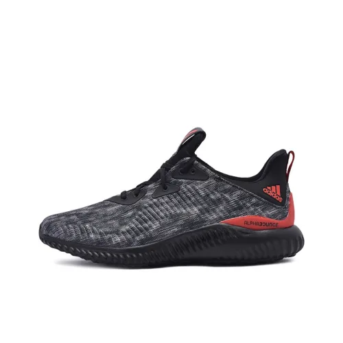 Adidas AlphaBounce Амортизаторы Шок Устойчивость к истиранию Низкий Топ Беговые кроссовки Унисекс Серый Черный Красный
