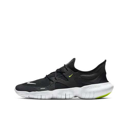 Nike Free Rn 5,0 Нескользящий Легкий Низкий Топ Беговые кроссовки Мужские Черный Белый