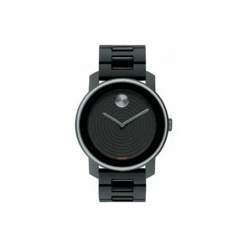 MOVADO Porter Collection Кварцевый механизм Унисекс Часы 43,75 мм Черный циферблат Алюминиевый сплав Корпус Часы ПУ (полиуретан) Ремешок