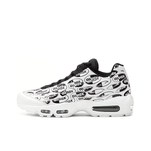 Nike Air Max 95 Low Топ Air Cushion Беговые кроссовки Мужской Черный Белый