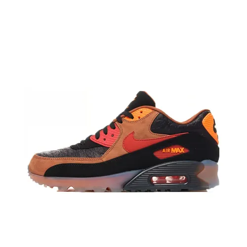 Nike Air Max 90 Low Топ Беговые кроссовки Мужской Черный Оранжевый Красный