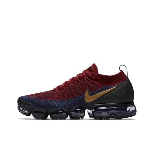 Nike VaporMax Flyknit 2 Low Топ Air Cushion Беговые кроссовки Унисекс Черный Красный