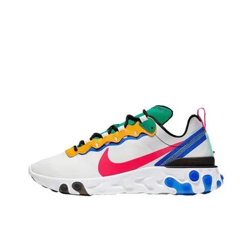 Nike React Element 55 Амортизаторы Slip-resistant Низкий топ Марафон Беговые кроссовки Мужской Желтый Зеленый Синий