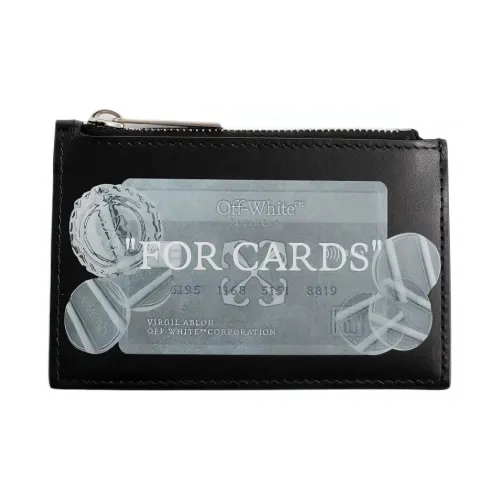 OFF Белый Телячья кожа Держатель для карт Мужской Черный