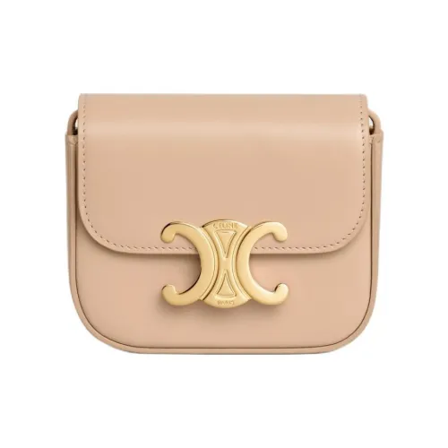 CELINE Triomphe Телячья кожа Сумка через плечо Мини Женская Oats Бежевый