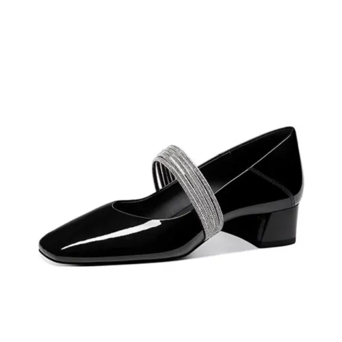 JESSICA SOPHIA Обувь Без Подкладки Грубый Каблук Туфли Мэри Джейн 3 см Женские Черный