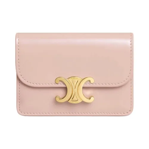 CELINE Triomphe Лакированная кожа Телячья кожа Держатель для карт Женские Светло-розовый