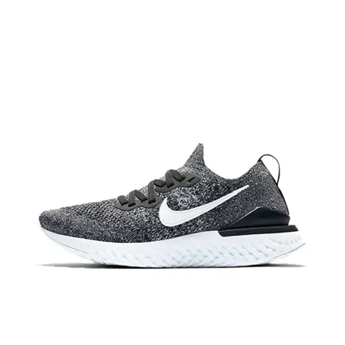Nike Epic React Flyknit 2 Нескользящий Легкий Низкий Топ Беговые кроссовки Женские Черный Белый