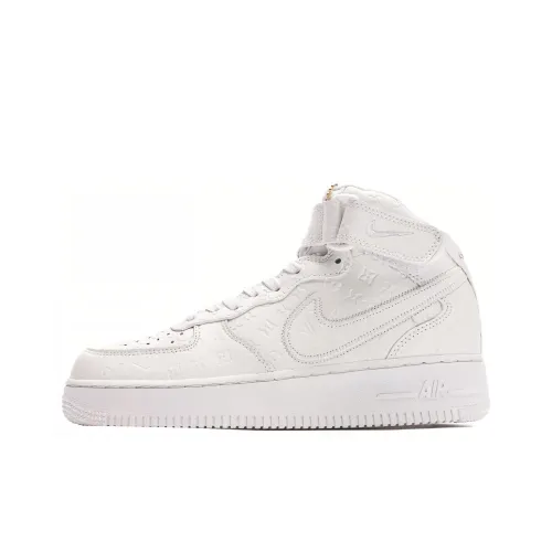 Nike x LOUIS VUITTON Air Force 1 Mid Топ Стильные Скейтбординги Унисекс Белый