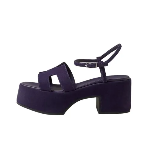 HERMES Джем 30 One Ремень Сандалии 7,5 см Женские Фиолетовый