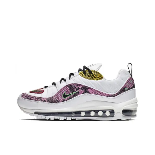 Nike Air Max 98 Low Беговые кроссовки Топ Женские Белые Змеиный принт