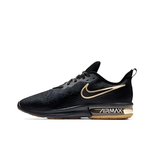 Nike Air Max Sequent Low Топ Тренировочные Беговые Кроссовки Мужские Черные Золотые