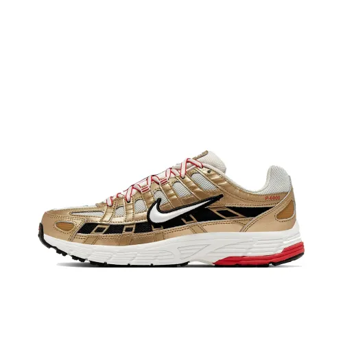 Nike P 6000 Амортизация Баланс Низкий Топ Повседневные Беговые кроссовки Женские Белый Золотой Красный