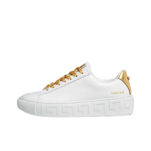 VERSACE La Greca Низкий Топ Стильные Скейтбординги Женские Белые