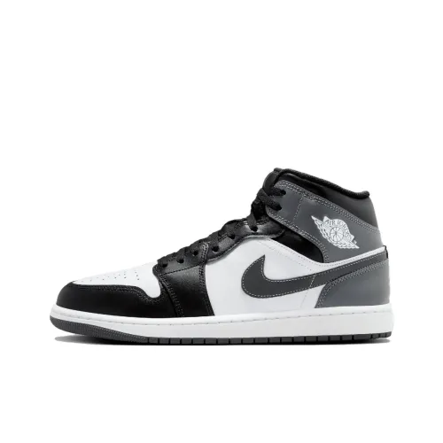 Jordan Air Jordan 1 Износостойкий MID Топ Винтажные баскетбольные кроссовки Мужской Черный белый