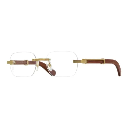 Cartier Металл Прямоугольные Оправы для Очков Мужские Коричневые