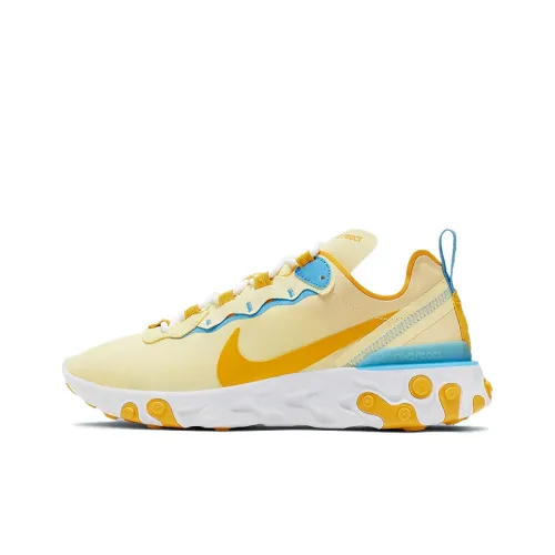 Nike React Element 55 Амортизация Противоскользящий Легкий Низкий Топ Повседневные Беговые Кроссовки Унисекс Бежевый Желтый