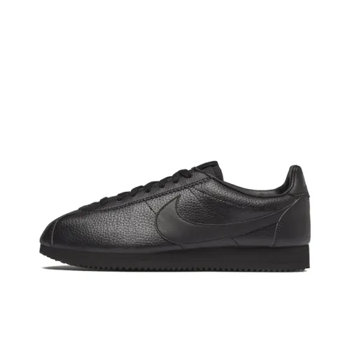 Nike Cortez Нескользящий Легкий Низкий Топ Беговые кроссовки Унисекс Чисто черный