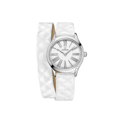 OMEGA Flying Series Name Classics Кварцевый механизм Женские часы 26 мм Белый циферблат Корпус из нержавеющей стали Ремешок из коровьей кожи