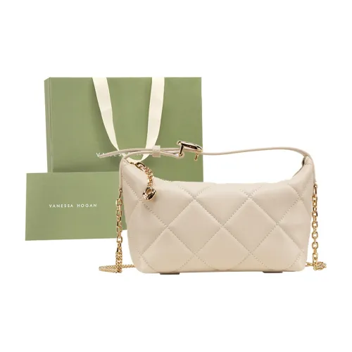 VANESSA HOGAN Lingge Series Корова Кожа Обеденная Коробка Сумка с цепочкой Сумка через плечо Маленькая Женская Экрю