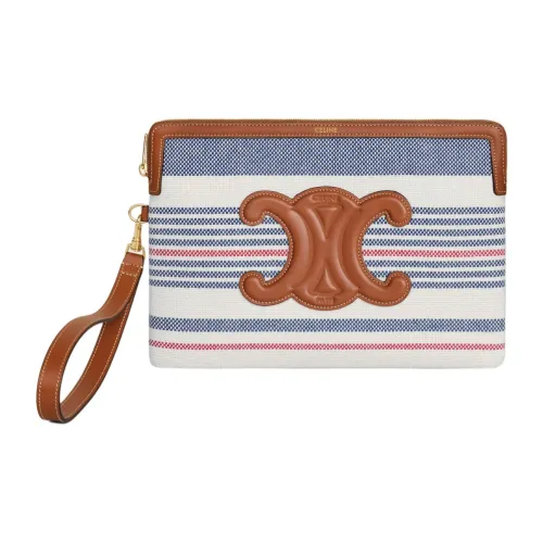 CELINE Полосатая ткань с коровьей кожей клатч маленький женский многоцветный