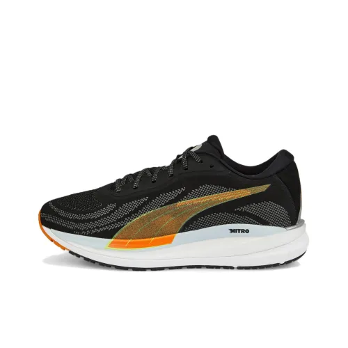 PUMA Magnify Nitro Knit Slip-Resistant Abrasion-Resistant Low-Top Беговые Кроссовки Черный Оранжевый