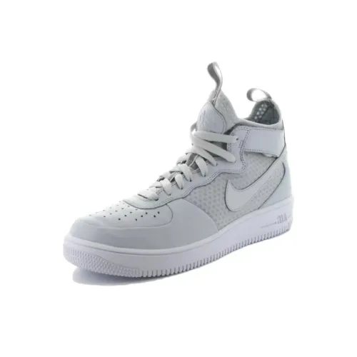 Nike Air Force 1 Амортизация Износостойкий MID Топ Скейтборд Кроссовки Унисекс Серый