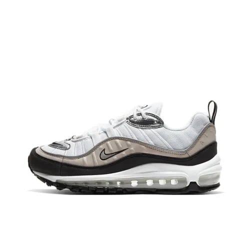 Nike Air Max 98 Low Топ Air Cushion Беговые кроссовки Женские Коричневый Белый