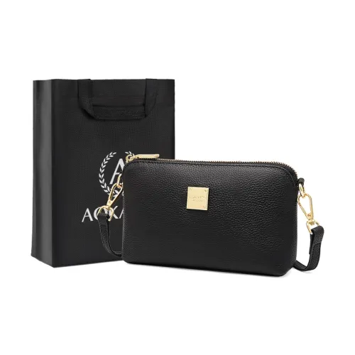 AOKANG Коровья кожа Маленькая квадратная сумка Подмышечный конверт Сумка для повседневного использования Сумка через плечо Женская Классический черный Экрю Слоновой серый