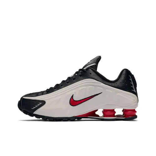 Nike Shox R4 Нескользящий Легкий Низкий Топ Беговые кроссовки Унисекс Красный Белый