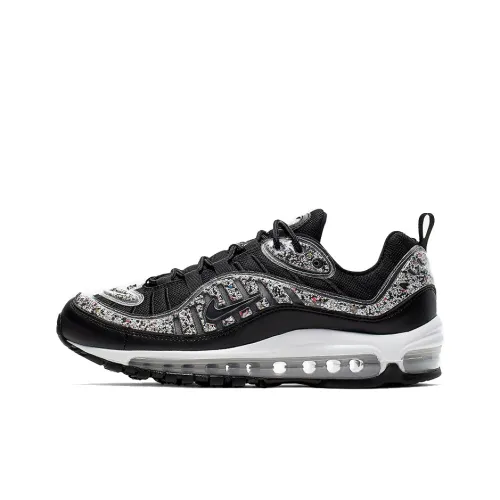 Nike Air Max 98 Low Топ Air Cushion Марафон Беговые кроссовки Женские Черный Серый