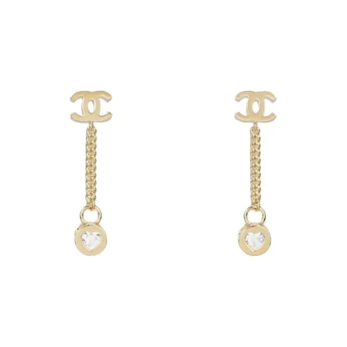 CHANEL Кристальные серьги-гвоздики женские золотые