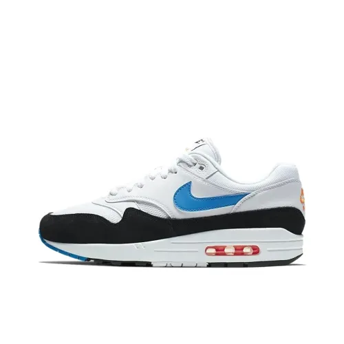 Nike Air Max 1 Low Топ Беговые кроссовки Мужской Черный Белый Синий