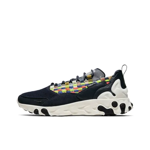 Nike React Sertu Non Bottom Slip Легкий Low Top Повседневные Беговые кроссовки Унисекс Серый Синий Радужный Вязаная ткань