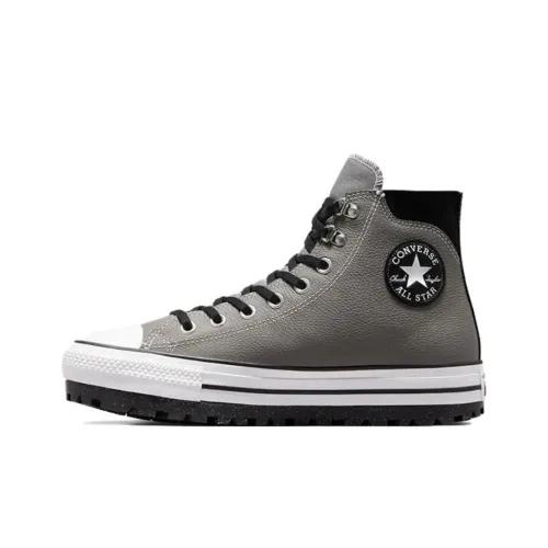 Конверс All Star Slip-Resistant Waterproof High-Top Скейтборд Кроссовки Унисекс Silver Gray