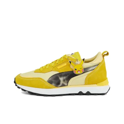 Покемон X PUMA Rider FV 'Пикачу' Износостойкий Низкий Топ Повседневная Обувь Унисекс Желтый Черный