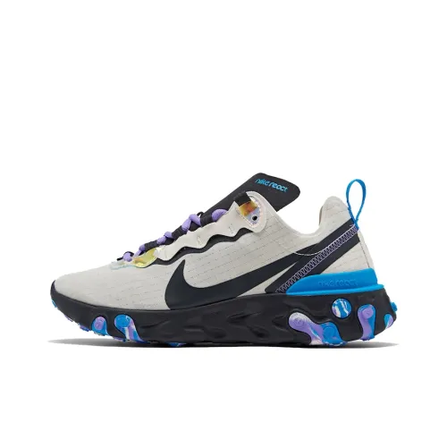 Nike React Element 55 Нескользящий Легкий Низкий Топ Беговые Кроссовки Женские Коричневый Синий Фиолетовый