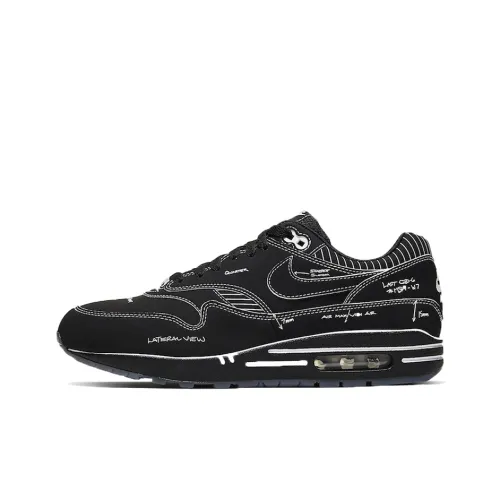 Nike Air Max 1 Low Топ Повседневные Беговые Кроссовки Унисекс Черный Ручная Письмо